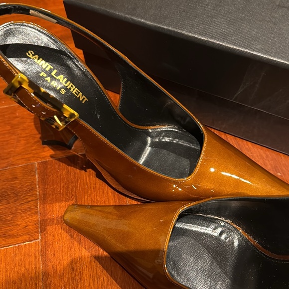 Saint Laurent women’s Dune Slingback Pump size 40 color burnished wood - Picture 6 of 12
